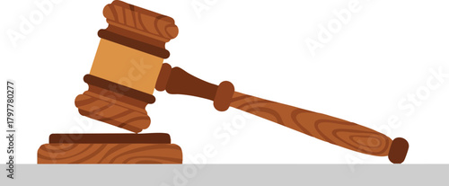 Judgment Symbol Justice Gavel Icon in Courtroom Illustration