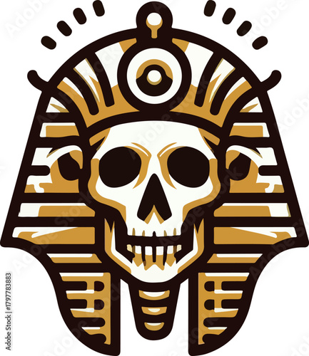 Egypt skull king gold logo icon vector white background