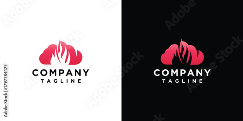 Cloud and fire logo design template. Fire cloud logo design inspiration	