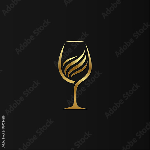 Luxury Abstract Wine Glass Logo Icon