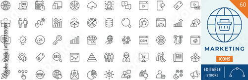 Marketing icon collection set. Editable stroke.