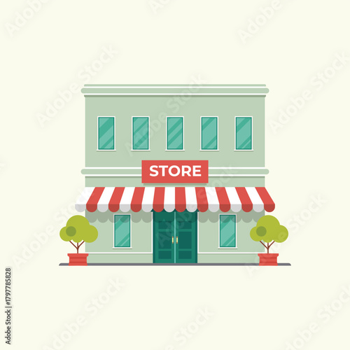 Minimalist Flat Design Retail Storefront Vector Illustration