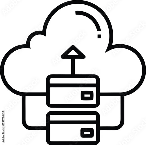 Outline cloud backup icon on white background