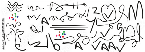 “Abstract hand-drawn scribble pattern — creative chaotic line art doodle design with colorful dot accents, modern decorative sketch background for graphic, poster, and digital artwork”