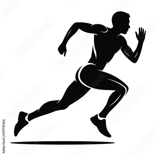 Silhouette of a male runner sprinting forward with determination vector illustration