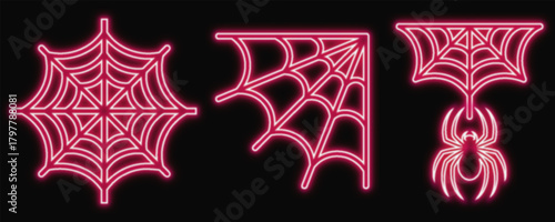 Neon Glow Spider Web Set
