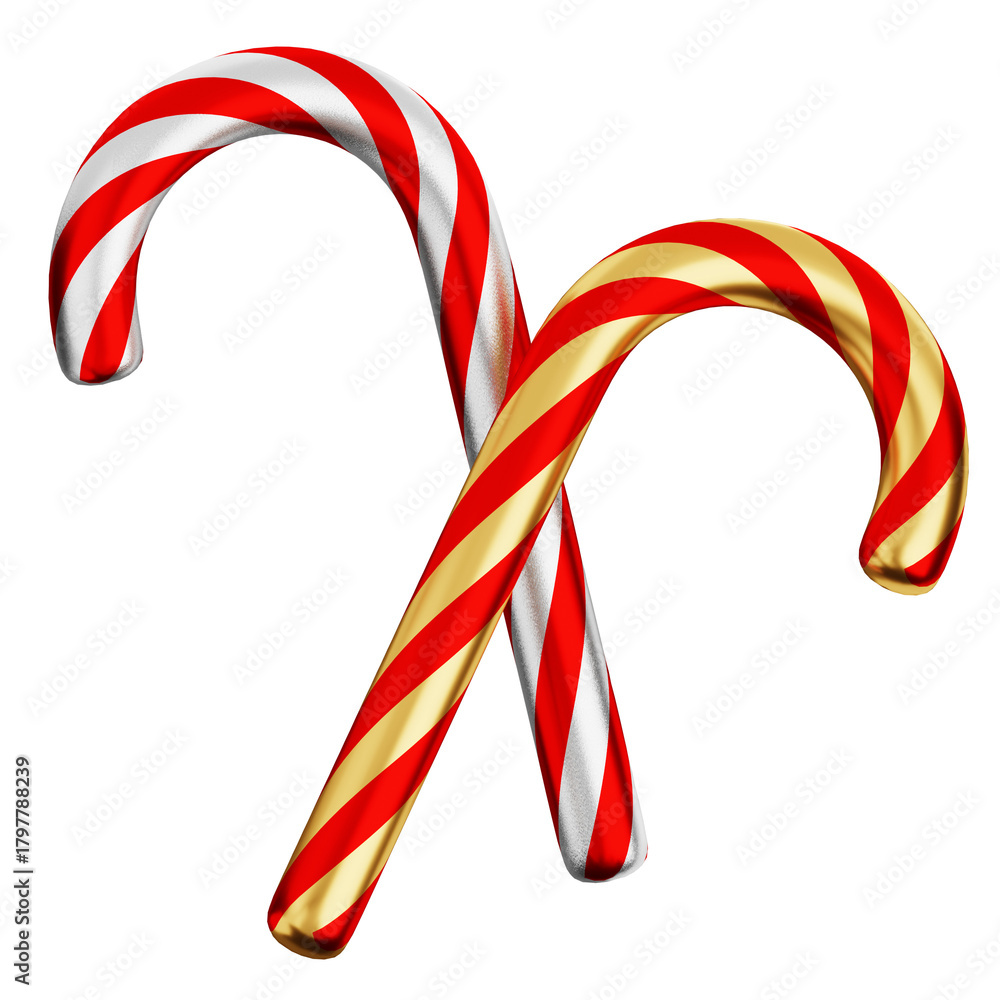 Fototapeta premium Red & White Candy Canes isolated on white