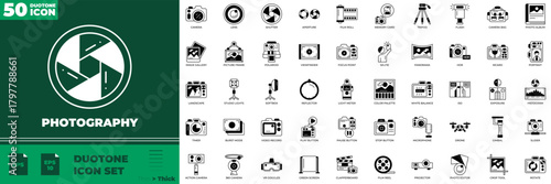 Photography Duotone Editable Icons set