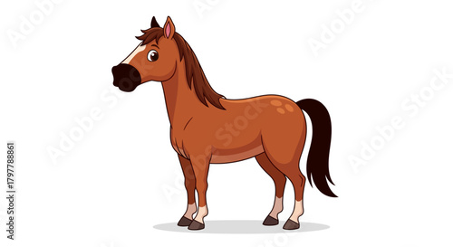 Cartoon Horse Illustration on White Background Ideal for Children s Designs
