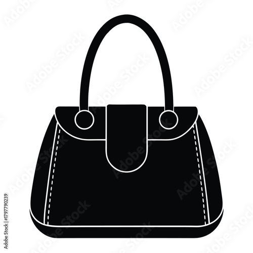 leather handbag icon on whit background
