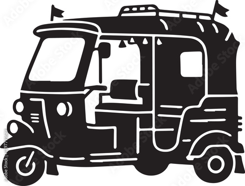 Desi Rickshaw Icon Set – Pakistan City Vehicle Illustration