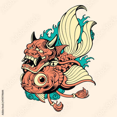 Koi fish tattoo design vector illustration
