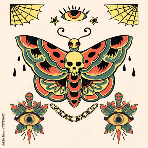 old school tattoo design vector illustration