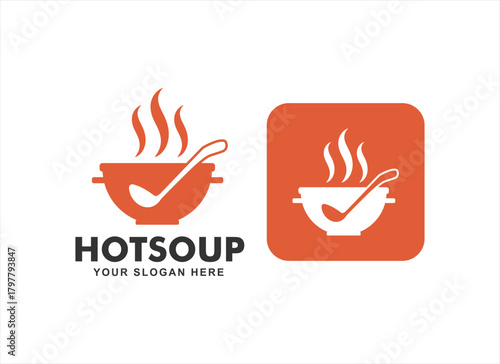 soup logo label design sign symbol template healthy food cooking restaurant for business simple modern design