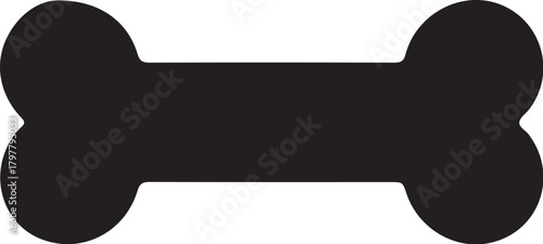 Black Silhouette of a Dog Bone on a White Background Keywords: dog bone silhouette pet toy canine treat chew toy animal accessory black and white vector illustration also transparent background