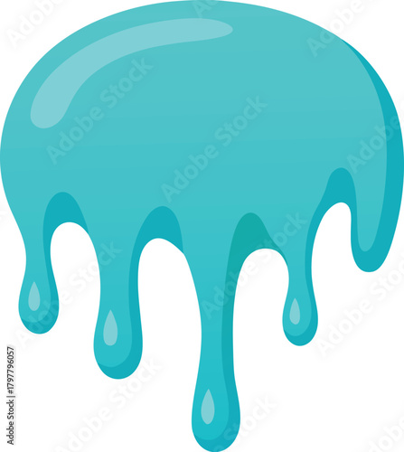glossy aqua blue slime drip vector icon