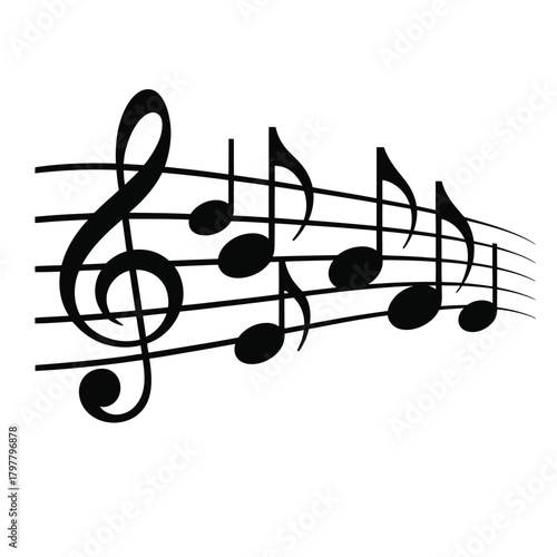 Illustration of music notes for musical compositions and artistic expressions
