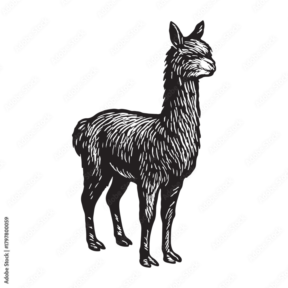 Fototapeta premium Elegant Llama Standing Tall A Striking Illustration for Animal Lovers and Nature Enthusiasts
