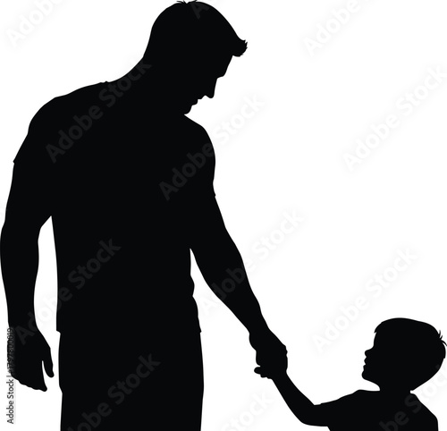 Parent and child silhouette, family bond, black vector icon, flat design, minimal style, isolated, editable, emotional connection, care