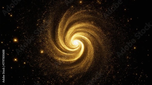Shining Golden Particle Vortexes: Abstract Cosmic Swirl Background