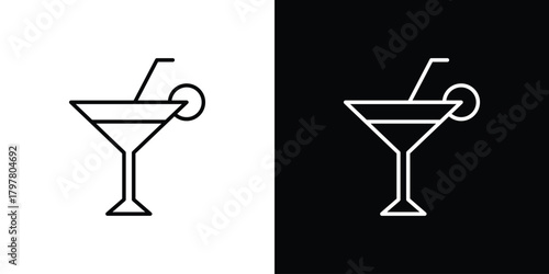 Citrus Martini glass icon. Line with editable stroke.