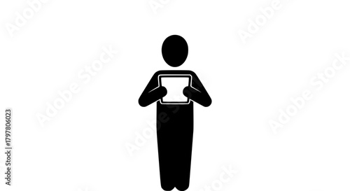 Man reading tablet black white icon 31.17% 231 159