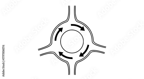 Roundabout view black white icon 20.12% 482 385