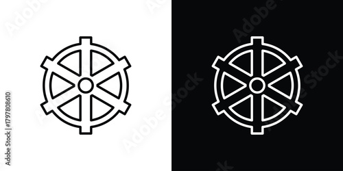Tableau sur toile Dharmachakra icon. Line with editable stroke.