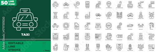Taxi Line Editable Icons set