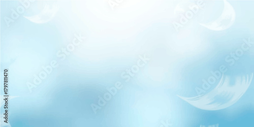 Abstract blue sky background with fluffy white clouds, bright sunlight, and clear summer air
