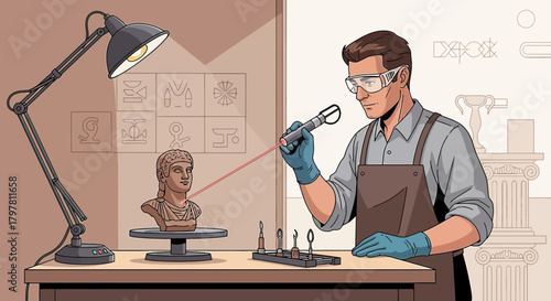 Digital restoration using advanced laser technology for preserving cultural heritage artwork