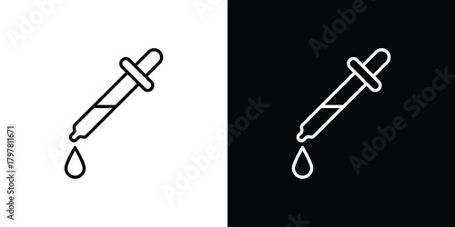 Foto Eye dropper half icon. Line with editable stroke.