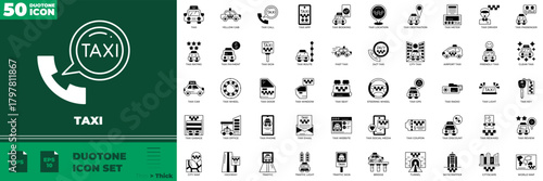 Taxi Duotone Editable Icons set