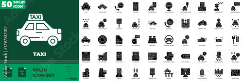 Taxi Solid Editable Icons set