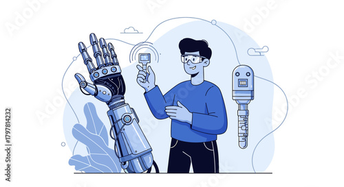 Future technology exploration with robotics engineering and innovative digital design studio