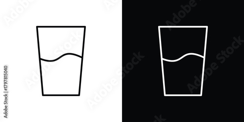 Fotografie Half Glass icon. Line with editable stroke.