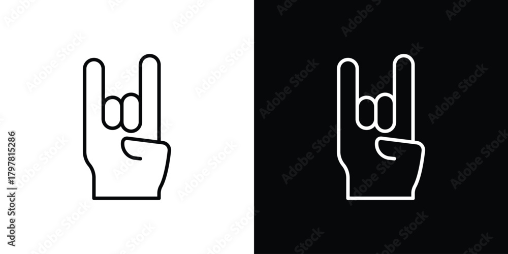 Fototapeta premium Hand Horns icon. Line with editable stroke.