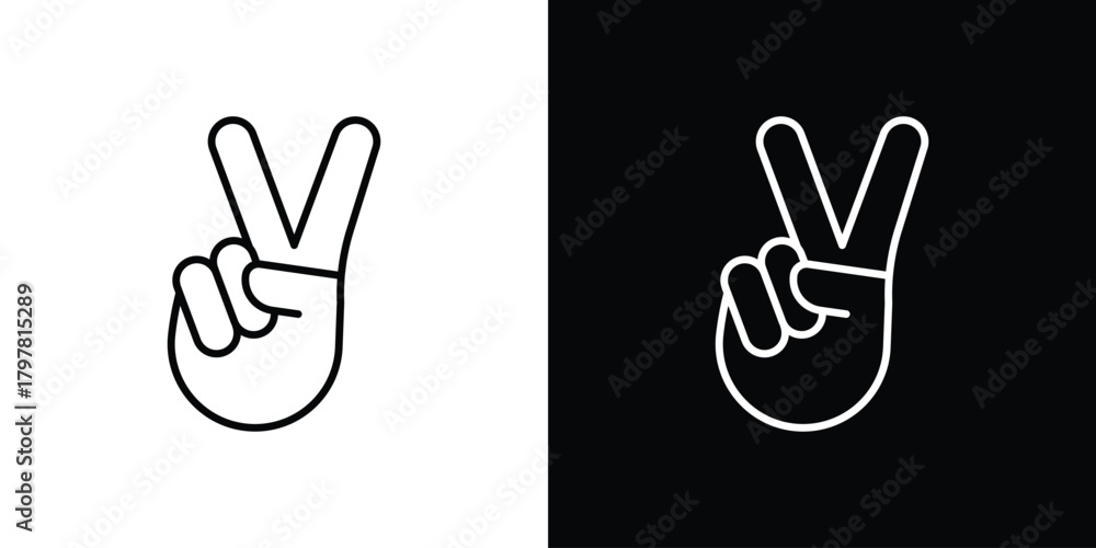 Obraz premium Hand peace icon. Line with editable stroke.