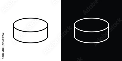 Fotografie Hockey puck icon. Line with editable stroke.