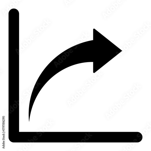 An icon showing a right-angle corner with an arrow curving outward. The symbol likely represents movement, direction change, or progression, often used to indicate redirection, exit, a shift in focus.
