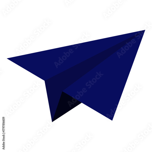 A single purple paper airplane icon, represented in a simple geometric style with clean lines, symbolizing movement, direction, or communication.