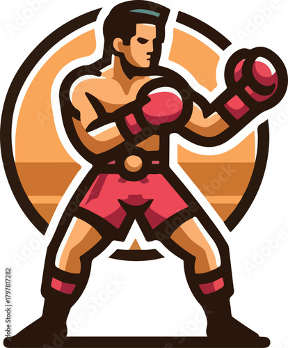 Muay thai fighter logo icon vector white background .