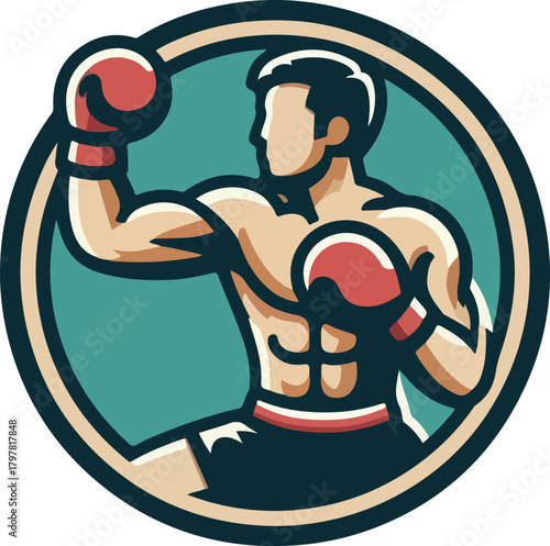 Muay thai fighter logo icon vector white background .