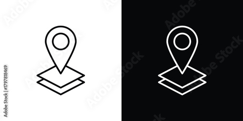 Land layer location icon. Line with editable stroke.