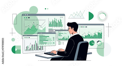 A financial analyst working with data visualization to create strategic plans for investment