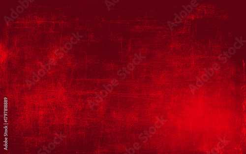Distressed red cement wall background with scratch rustic texture. Vector illustration.