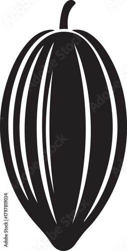 Silhouette of cacao pod with seeds inside isolated on transparent background vector illustration silhouette