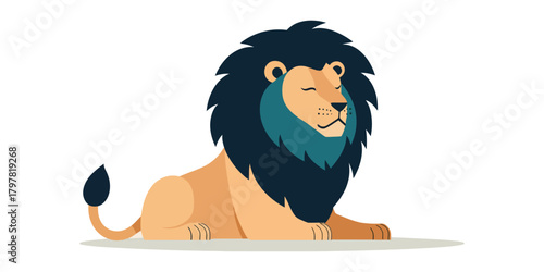 Majestic Lion Illustration - A Cartoon Depiction of Strength and Serenity.