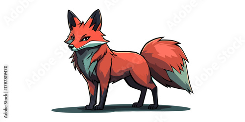 Cartoon Fox Illustration - A Vibrant and Detailed Animal Portrait.