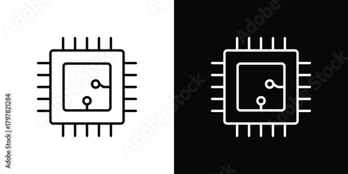 Photos Microchip icon. Line with editable stroke.
